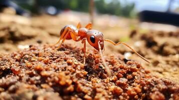 AI generated Photo of Fire Ant on a ground. Generative AI