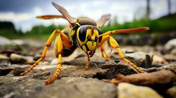 AI generated Photo of Yellow Jacket on a ground. Generative AI