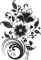 Handcrafted Floral Intricacy Vector Emblem Intricate Noir Vines Iconic Hand Drawn