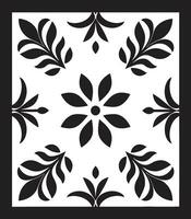 Vectorized Patterns Black Tile Vector Design Geometric Petal Art Floral in Black Vector