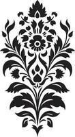 Floral Lattice Black Vector Tile Design Vector Icon with Floral Patterns Geometric Black Design