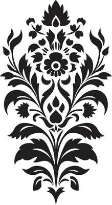 Floral Lattice Black Vector Tile Design Vector Icon with Floral Patterns Geometric Black Design