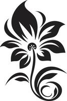 Abstract Floral Minimalism Black Emblem Design Elegant Botanical Sketch Simple Hand Drawn Icon vector