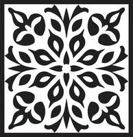 Floral Tiles in Black Vector Logo Symmetric Petal Mosaic Geometric Floral Icon