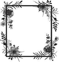 Clean Handcrafted Florals Black Vector Emblem Graceful Noir Blossom Sketch Minimalist Icon