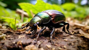 AI generated Photo of Japanese Beetle on a ground. Generative AI