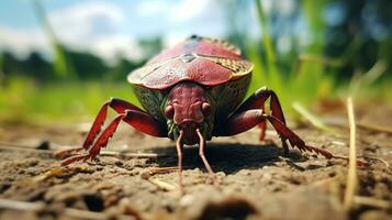 AI generated Photo of Shield Bug on a ground. Generative AI