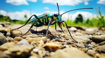 AI generated Photo of Tiger Beetle on a ground. Generative AI