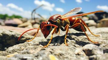 AI generated Photo of Paper Wasp on a ground. Generative AI