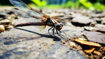AI generated Photo of Dragonfly on a ground. Generative AI