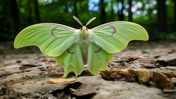 AI generated Photo of Luna Moth on a ground. Generative AI