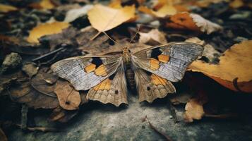 AI generated Photo of Moth on a ground. Generative AI