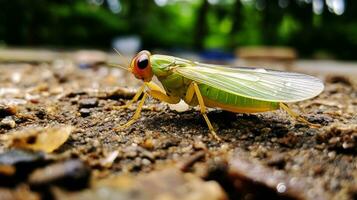 AI generated Photo of Leafhopper on a ground. Generative AI