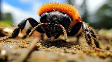 AI generated Photo of Velvet Ant on a ground. Generative AI