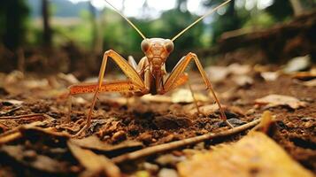 ai generado foto de palo insecto en un suelo. generativo ai