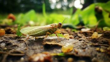 AI generated Photo of Leafhopper on a ground. Generative AI