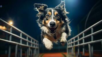 AI generated Photo of an elegant dog participating in a canine agility. Generative AI