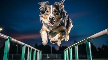 ai generado foto de un elegante perro participativo en un canino agilidad. generativo ai