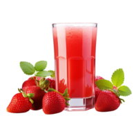 ai generato un' bicchiere di fragola succo isolato su trasparente sfondo png