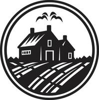 Pastoral Homestead Symbol Farmers House Vector Logo Harvest Oasis Residence Farmhouse Vector Icon Design