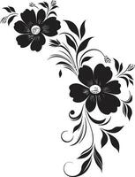 Noir Blossom Elegance Artistic Floral Emblem Design Chic Inked Florals Vintage Black Logo Vectors