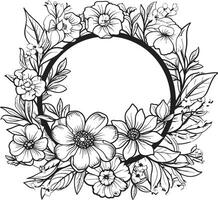 Intricate Botanics Floral Vector Icon Design Graceful Charm Decorative Black Floral Frame