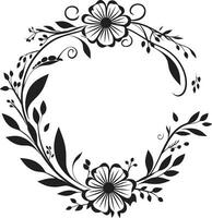 Majestic Floral Surround Black Vector Frame Vintage Frame Elegance Decorative Black Logo