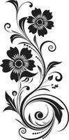 Artistic Vector Bouquet Black Design Elegant Floral Noir Iconic Vector Icon