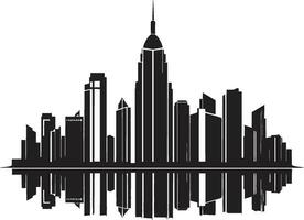 Downtown Skylinescape Multifloor City Building Vector Emblem Metropolis Elevation Multifloor Cityscape Icon in Vector Logo