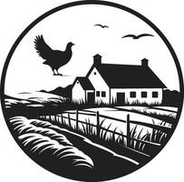 Countryside Dwelling Mark Farmhouse Design Vector Logo Farmers Haven Icon Farmers House Vector Emblem