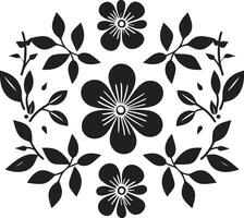 Noir Botanical Etchings Hand Drawn Floral Logos Graphite Bloom Ensemble Noir Logo Icons vector