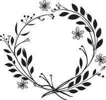 Botanic Whisperings Vector Logo with Frame Elegant Vine Enchantment Black Floral Frame Design