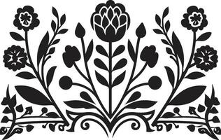 Tessellated Beauty Geometric Floral Design Artistic Floral Grid Black Floral Tile Logo vector
