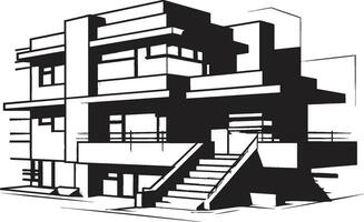 Twin Residence Sketch Duplex Design Vector Logo Impression Dual Living Concept Duplex House Sketch Idea in Vector Icon