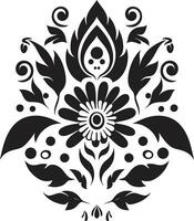 Heritage Petals Decorative Ethnic Floral Design Tradition in Blossom Ethnic Floral Logo Icon vector