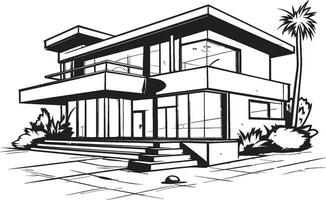 Robust Dwelling Symbol Bold House Sketch in Vector Format Strong Outline Mark Thick House Design in Logo Icon