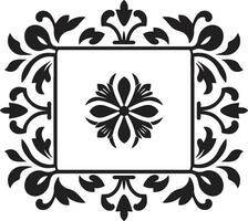 Structured Blooms Geometric Floral Design Botanical Tessellation Black Vector Icon