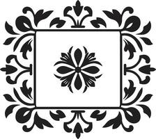 Structured Blooms Geometric Floral Design Botanical Tessellation Black Vector Icon