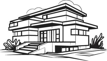 Symmetrical Duplex Vision Sketch Idea in Vector Icon Twin Residence Concept Sketch Design for Duplex House