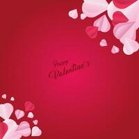 Background design with paper cut clouds. Place for text. Happy Valentine's Day sale header with hanging hearts. vector