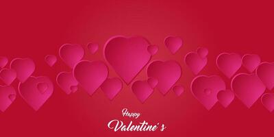 The red background design with three-dimensional hearts is suitable for a romantic theme vector