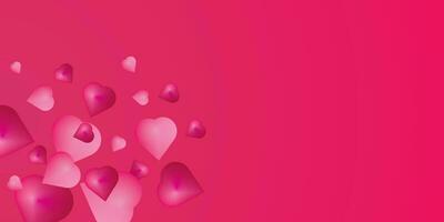 The red background design with three-dimensional hearts is suitable for a romantic theme vector