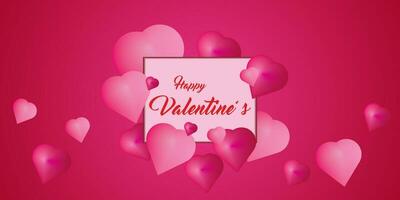 The red background design with three-dimensional hearts is suitable for a romantic theme vector