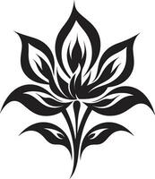 Graceful Vector Bloom Minimalist Black Design Sleek Petal Abstraction Artistic Icon Emblem