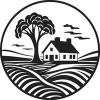 Pastoral Residence Mark Farmers House Vector Icon Countryside Dwelling Impression Farmhouse Vector Emblem