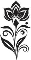 Minimalistic Petal Abstraction Black Vector Emblem Whimsical Single Bloom Artistic Logo Design