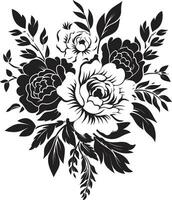 armonioso pétalo flor negro emblema diseño elegante florecer fusión decorativo negro logo vector