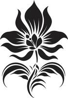 Clean Vector Petal Sketch Sleek Hand Drawn Icon Whimsical Artistic Flower Simple Black Emblem