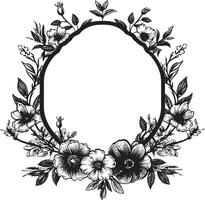 Gothic Floral Frame Black Vector Emblem Harmonious Frame Flourish Decorative Black Logo