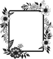 Sleek Floral Elegance Black Vector Iconic Design Simple Hand Drawn Florals Iconic Logo Element